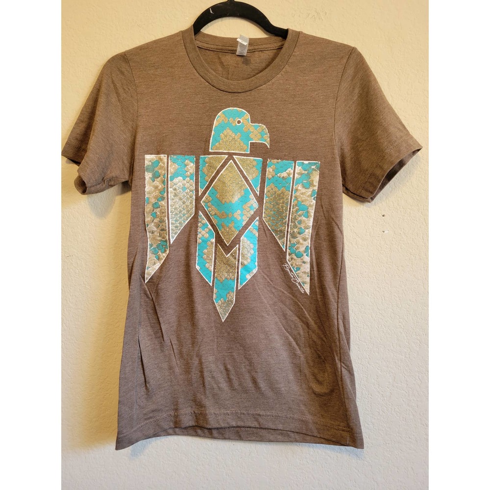 Snakeskin Thunderbird Turquoise on Heather Tan Tee